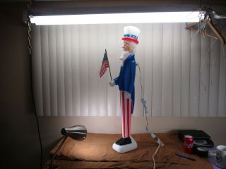 Vintage Don Featherstone Lighted Blow Mold Uncle Sam 4th July 1996 By Union (b)