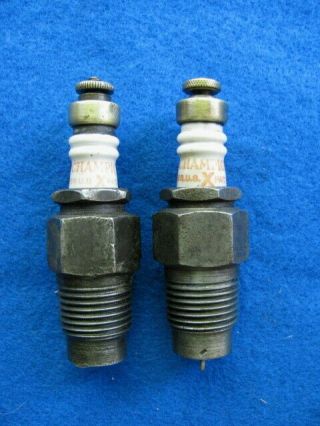 (2) Vintage ½” Pipe Thread,  Champion X,  Ford Model T Spark Plugs