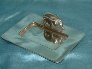 Exquisite Period Art Deco Silver Plate / White Metal Elephant Calling Card Tray