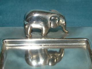 Exquisite Period Art Deco Silver Plate / White Metal Elephant Calling Card Tray 3