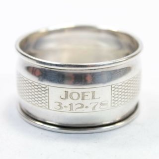 Vintage Silver Napkin Ring Serviette.  925 Sterling Birmingham 1977 Joel 23