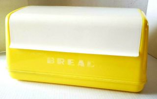 Vintage Mcm Lustro Ware Yellow & White Bread Box B - 20 Plastic Pristine Retro