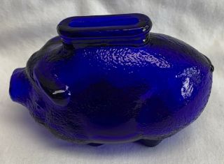 Vintage Cobalt Blue Glass Piggy Bank 5 "