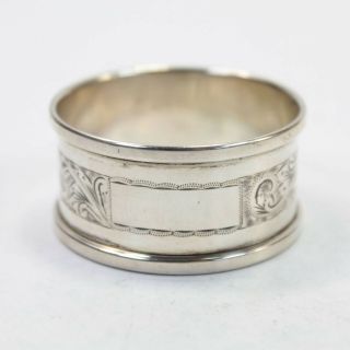 Vintage Silver Napkin Ring Serviette 925 Sterling Birmingham 1963 Mid Century