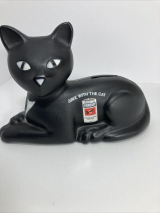 Vintage 1981 Eveready Battery Plastic Black Cat Bank " Save With The Cat ".