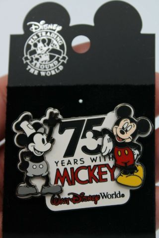Walt Disney World Trading Pin 75 Years W/ Mickey Mouse & Steamboat Willie 2003