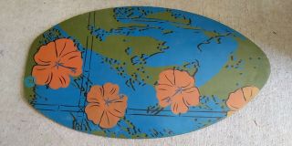 Local Motion Surfboards Hawaii Wood Aloha Flowers Surf Vintage Skim Board