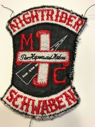 Vintage Embroidered Nightrider German Bike Club Jacket Patch 3.  25 " X 2.  5 "