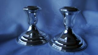 Vtg Reed & Barton Sterling Silver Weighted Candlestick Holders Pair 20 3 - 1/4 "