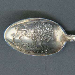 Buffalo York Sterling Souvenir Spoon Indian Handle