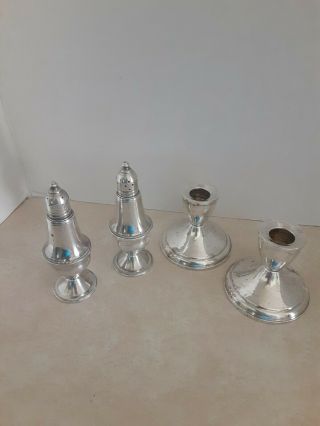 Weighted Sterling Candle Holders & Salt And Pepper Shakers