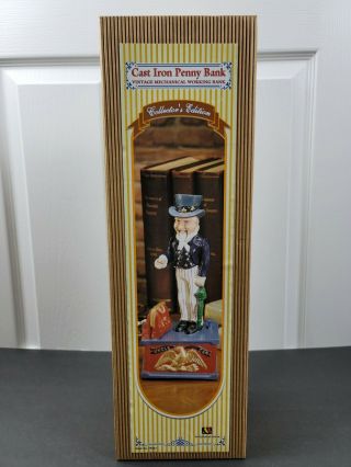 Vtg Cast Iron Uncle Sam Penny Coin Bank Collector 