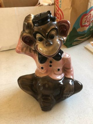 Vintage C.  Miller Ceramic Organ Grinder Monkey Bank No Stopper
