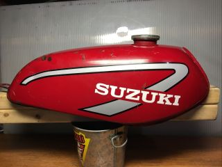 Vintage Suzuki Dirt Bike Gas Tank 1975 Ts - 100 (?) All Steel Fuel Tank Bright Red