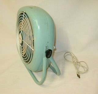 Lasko Vintage Fan SQUARE METAL on STAND Turquoise Blue Green Mid Century Modern 3