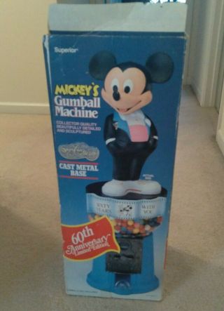 Vintage Disney Mickey Mouse 60th Anniversary Gumball Machine (1988)