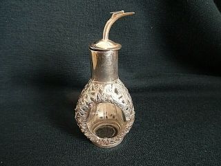 Antique Sammy Chinese Hong Kong Sterling Silver Overlay Glass Bitters Bottle