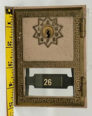 Vintage Brass U.  S.  Post Office Mail Box Door & Frame W/Keys Yale Lock 26 1972 3