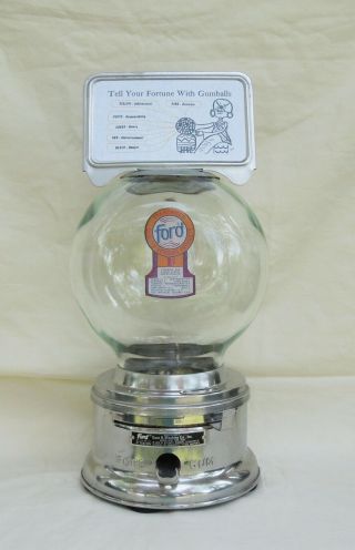 Counter Top 1c Ford Gumball Machine Glass Globe Fortune Marquee