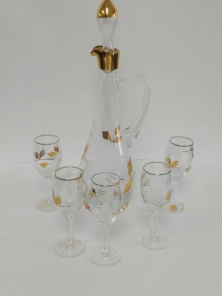 Vintage Tuscany Crystal Decanter Set W/ 5 Glasses Made In Romania