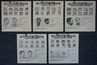 Set Of Five Assorted 1969 Fbi Wanted Posters - Bank Robbery / Burglary