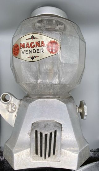 Vintage Magna Vender 1c Gumball Machine Peanut Candy Dispenser 1930s