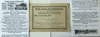 Mayor Perth Amboy Nj Fire Department Fireman Certificate Document Signed 1914 Vf