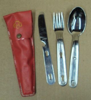 Vtg Imperial Brand Gsa Girl Scouts Of America Boker Silverware Spoon Fork Knife