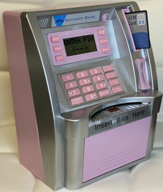 Pink Jeey Atm Electronic Savings Bank W/ Card (digital Piggy Money Bank Machine)