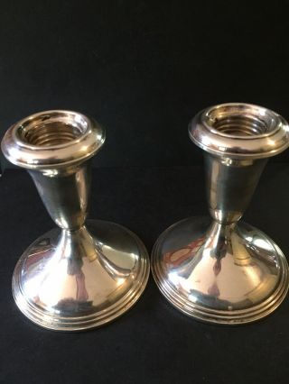 Reed And Barton Sterling Silver Candle Holders Model 432,  4 Inches Tall