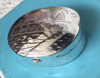 Taxco Sterling Silver 925 Vintage Oval Pill Or Snuff Box Beautifully Engraved
