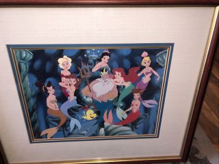 Vintage Disney Store Exclusive Lithograph The Little Mermaid Ariel & King Triton
