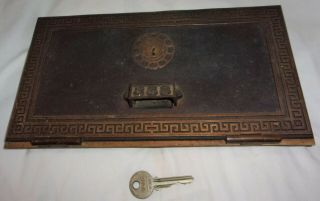 Metal embossed VINTAGE POST OFFICE BOX DOOR COVER mailbox YALE w/ key heavy for 3