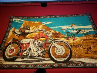 Vintage David Mann Easy Rider Ghost Rider Tapestry 53 " X 44 "