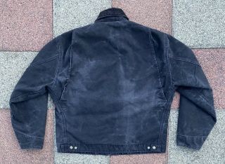 Vintage Carhartt Made In USA Black Blanket Lined Detroit Jacket Full Zip Large 2