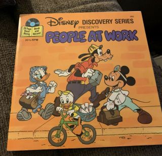 1985 Walt Disney Discovery Series People At Work 393 33 1/3 Rpm & 24 Page Book