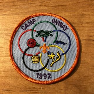 Camp Onway Bsa Scout Camp Patch 1992 North Essex North Bay Council -
