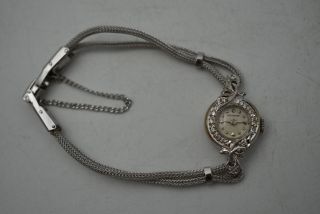 Vintage Wittnauer 14 Diamond.  25 Cttw 17 Jewel 14 Karat White Gold Ladies Watch