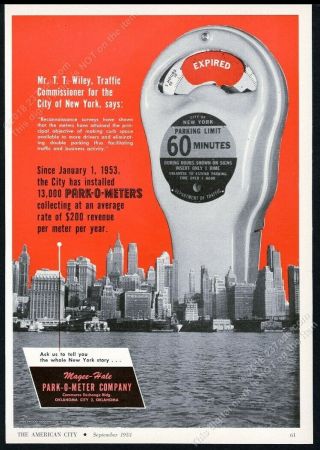 1953 Magee Hale Park - O - Meter Parking Meter York City Photo Trade Print Ad