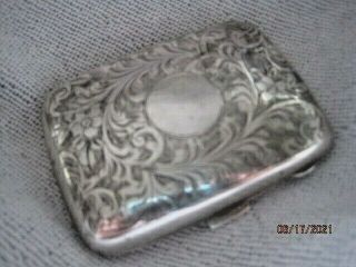 Antique Silver Cigarette Case With Hand Chased Floral Decoration Birmingham 1921