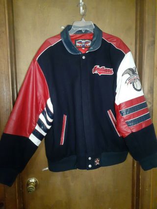 Vintage Cleveland Indians Letterman Style Jacket W/chief Wahoo Logo J.  H.  Design