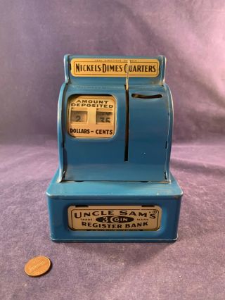 Antique Vintage Metal Mechanical Bank - Uncle Sam 
