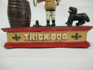 Vintage Cast Metal Mechanical Money Box Trick Dog [c783] 3