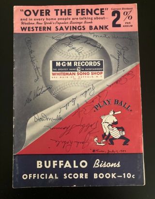 Vintage 1950 Buffalo Bisons Baseball Program Vs.  York Giants Sal Maglie Auto