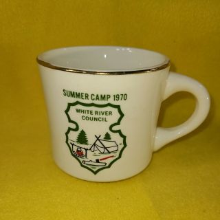 Vintage Boyscouts Coffee Mug White River Council Summer Camp 1970