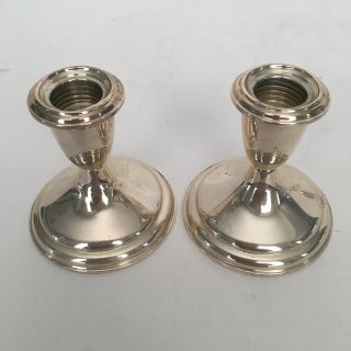 Vintage Empire Sterling Silver Candlesticks Candle Holders Weighted 4 1/4” Pair