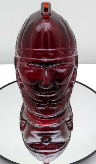 Vintage Ruby Red Glass Indian Head Figural Bank Advertisment For Lenape Bank