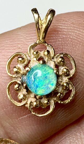 Vintage 14k Gold And Opal Pendant Charm.  Fine Jewelry.  As - Is