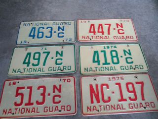 North Carolina License Plates - 1970 Through 1975 National Guard - Tags