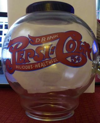 Vintage Double Dot Pepsi - Cola 5 Cent Gumball Machine Glass Globe Piece Only